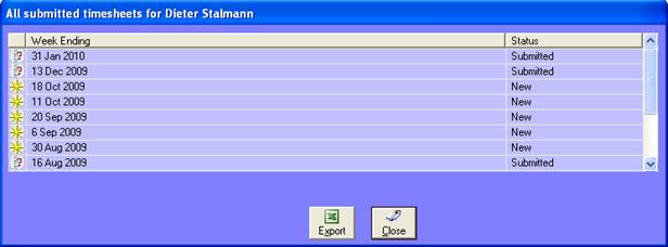 Display all timesheets completed